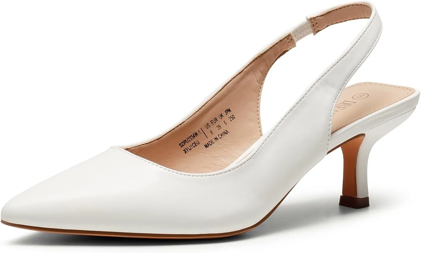 DREAM PAIRS Women??s Closed Toe Kitten Heels Pointed Toe Slingback Low Heels Dress Bridal Wedding Pumps Shoes