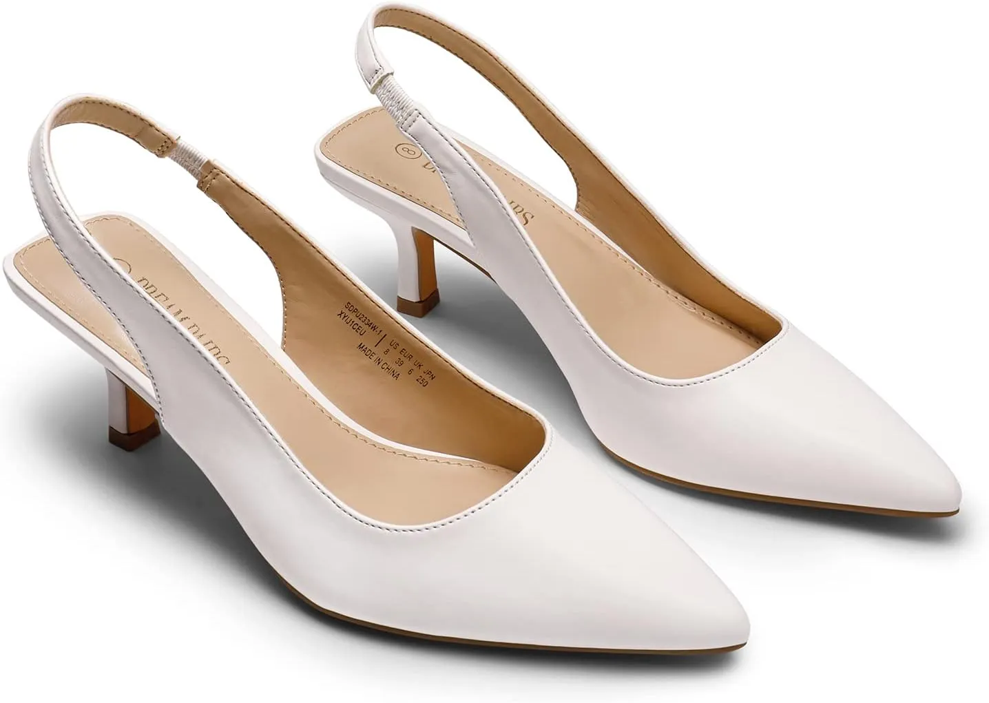 DREAM PAIRS Women??s Closed Toe Kitten Heels Pointed Toe Slingback Low Heels Dress Bridal Wedding Pumps Shoes