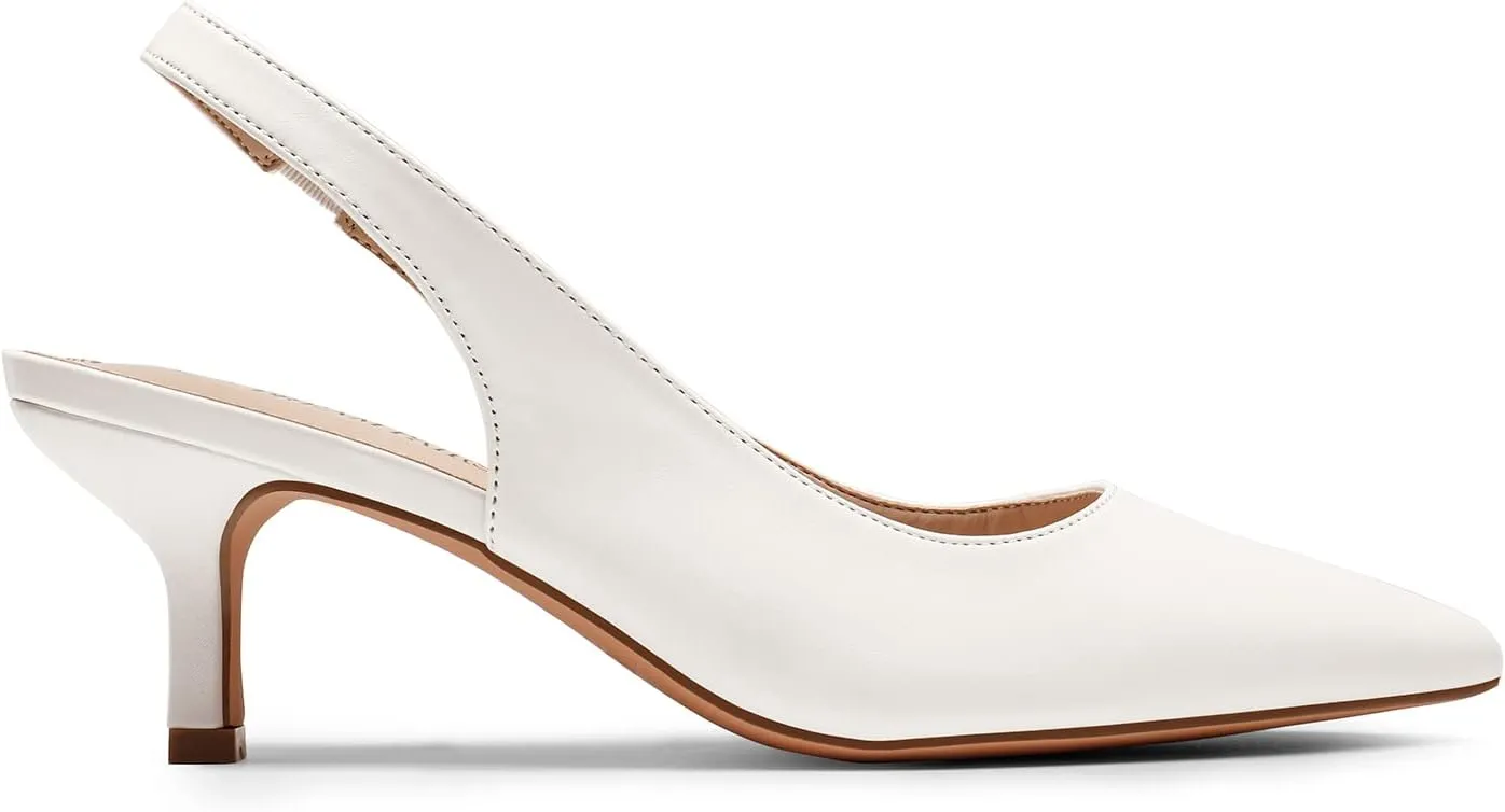 DREAM PAIRS Women??s Closed Toe Kitten Heels Pointed Toe Slingback Low Heels Dress Bridal Wedding Pumps Shoes