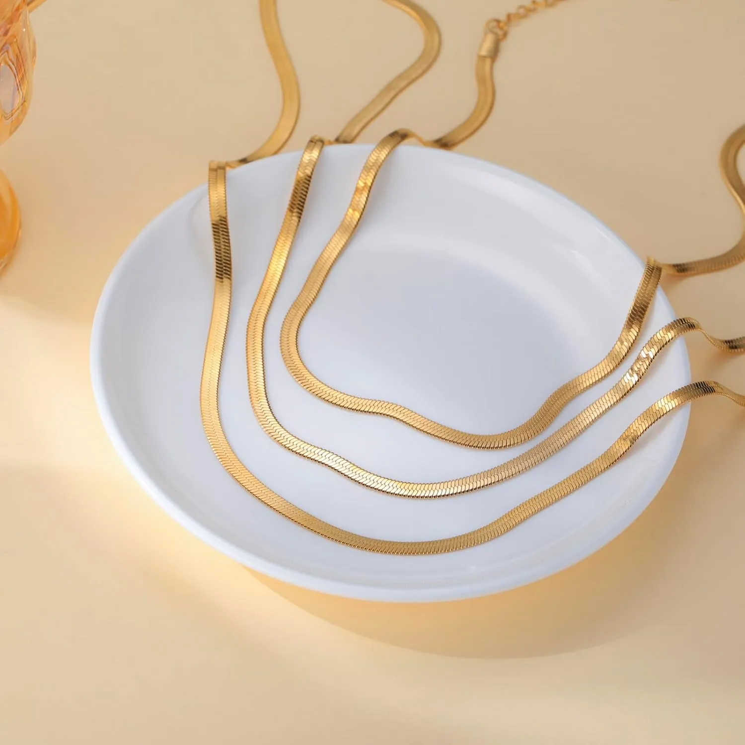 Dreamtimes Snake Chain Necklace for Women and Men Dainty Simple Necklace Gold Choker Necklaces Herringbone Chain Necklaces Snake Chain Choker Necklaces