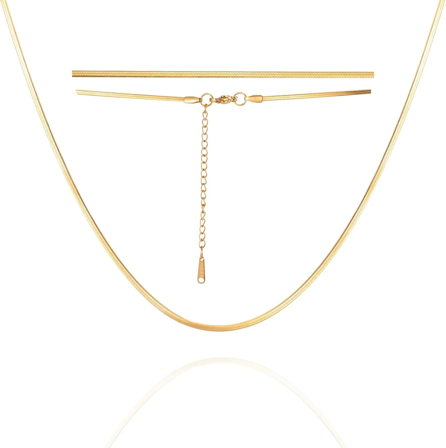 Dreamtimes Snake Chain Necklace for Women and Men Dainty Simple Necklace Gold Choker Necklaces Herringbone Chain Necklaces Snake Chain Choker Necklaces
