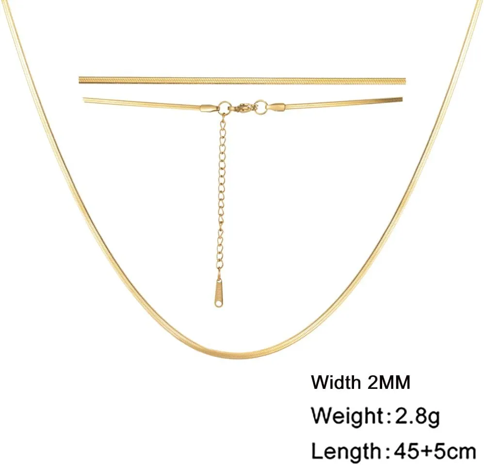 Dreamtimes Snake Chain Necklace for Women and Men Dainty Simple Necklace Gold Choker Necklaces Herringbone Chain Necklaces Snake Chain Choker Necklaces