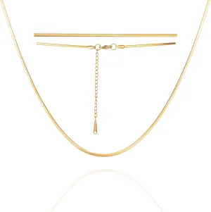 Dreamtimes Snake Chain Necklace for Women and Men Dainty Simple Necklace Gold Choker Necklaces Herringbone Chain Necklaces Snake Chain Choker Necklaces
