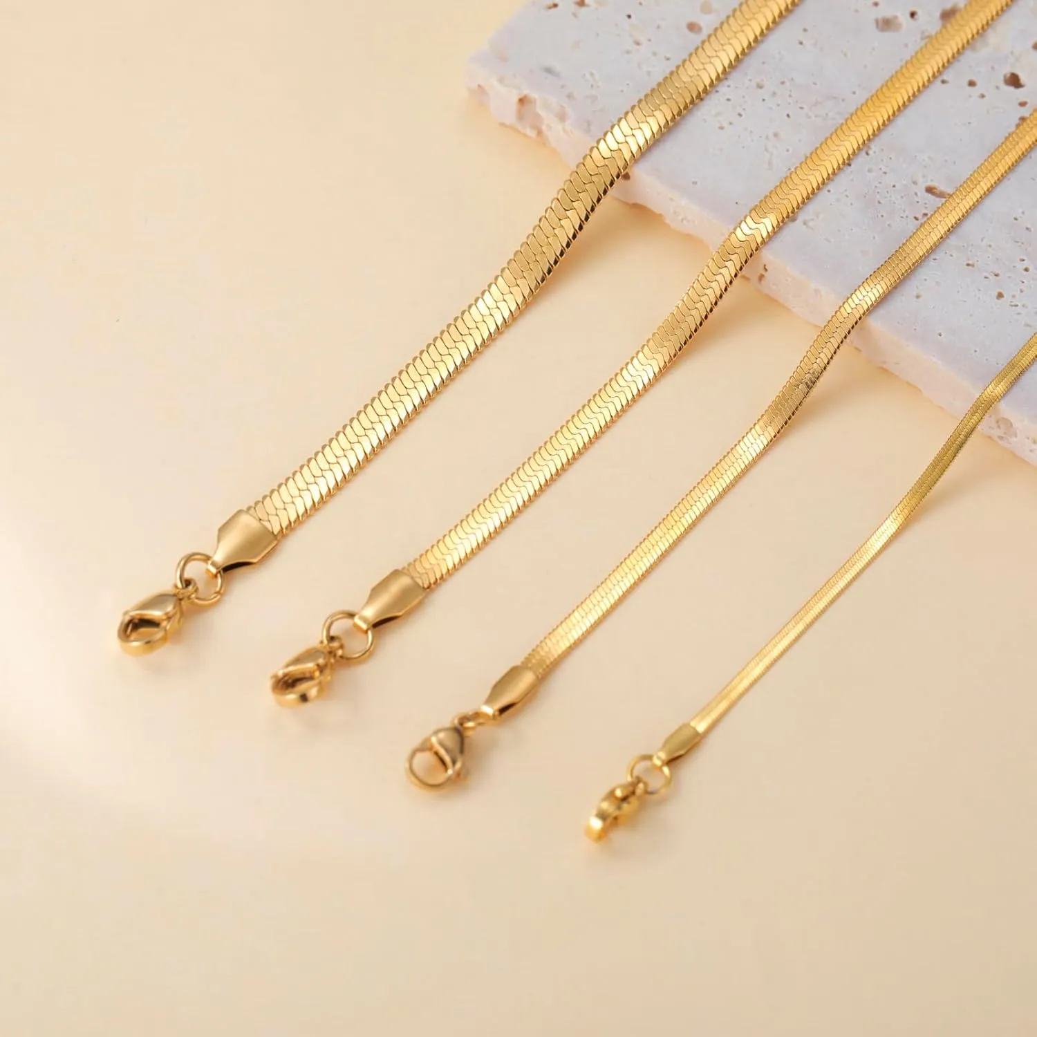Dreamtimes Snake Chain Necklace for Women and Men Dainty Simple Necklace Gold Choker Necklaces Herringbone Chain Necklaces Snake Chain Choker Necklaces