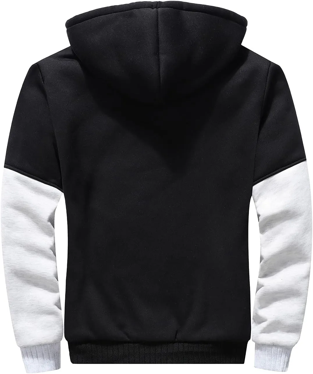 DuDubaby Long Sleeve Top for Men Winter Warm Fleece Hooded Zipper Sweater Jacket Outwear Coat Plus Size