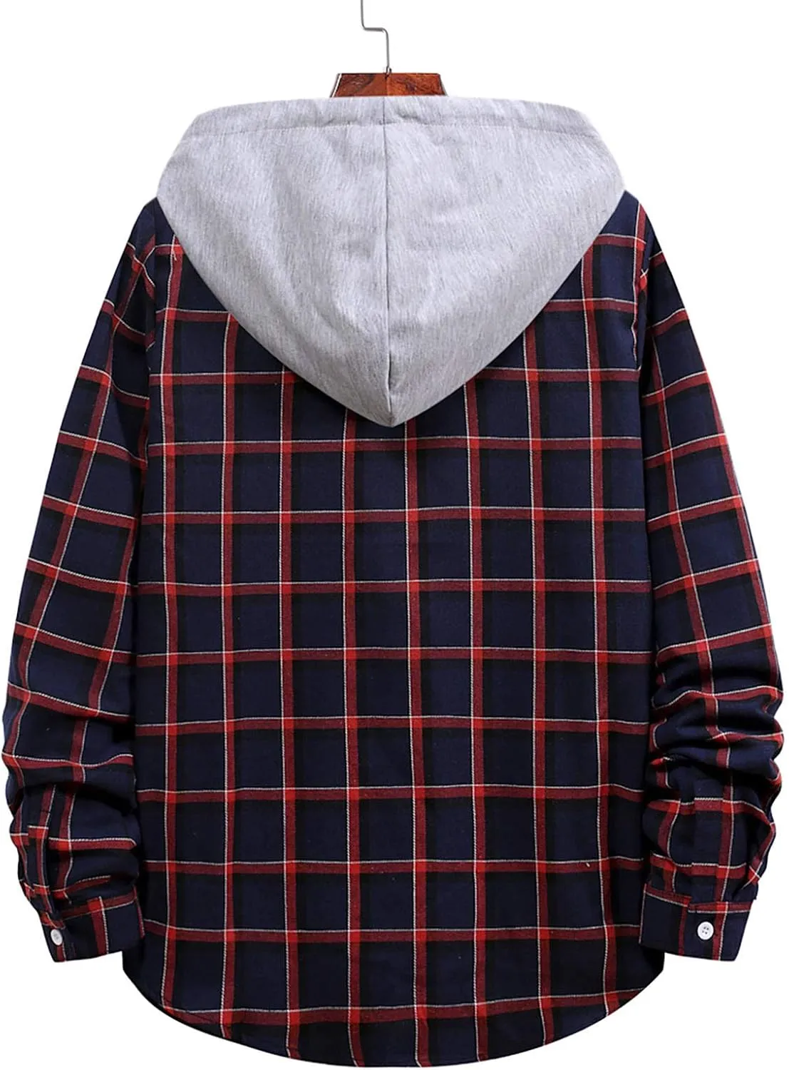 DuDubaby Men's Fashion Hoodies & Sweatshirts Fashion Hooded And Plaid Long Sleeve Shirt Jacket Coat