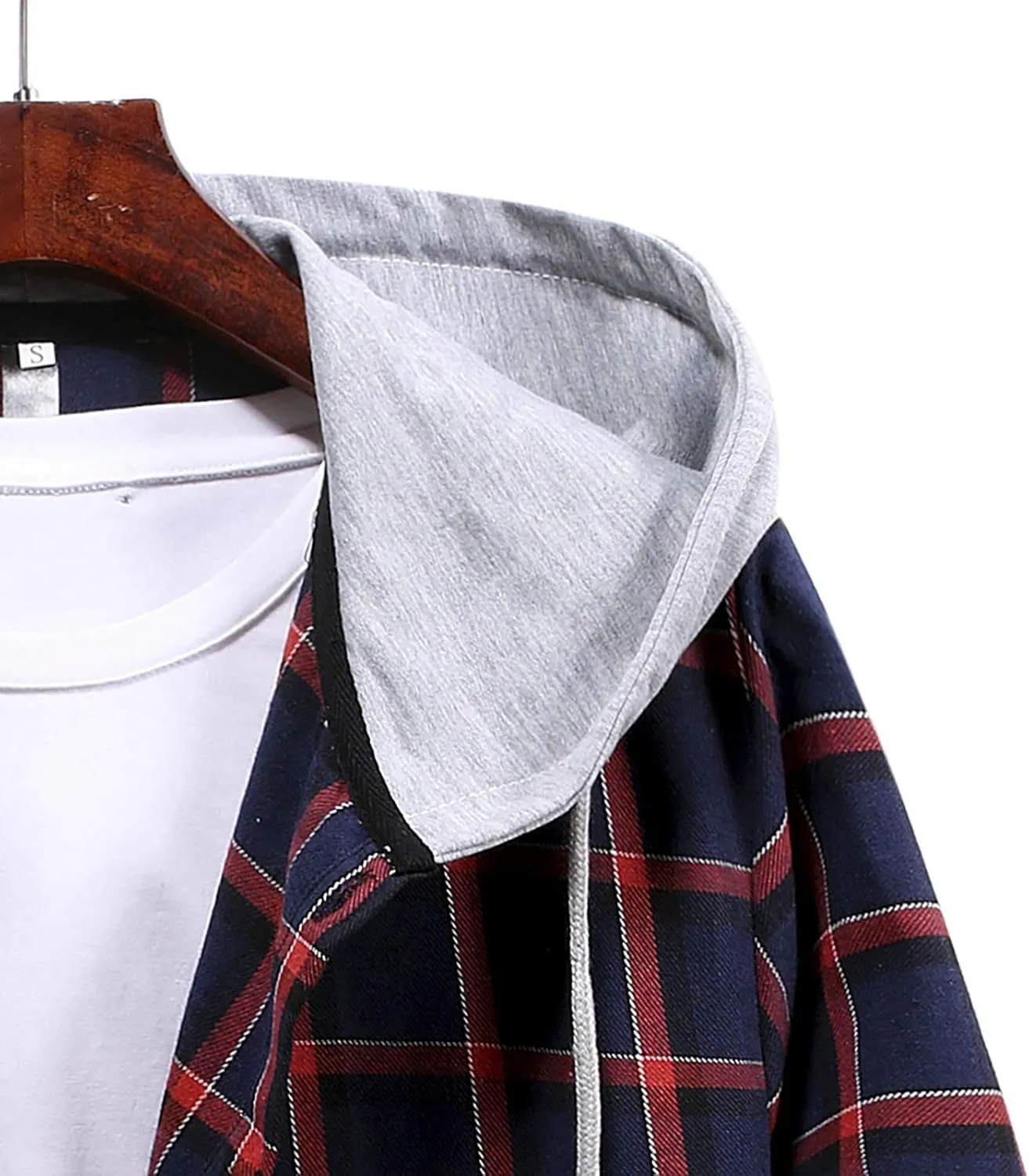 DuDubaby Men's Fashion Hoodies & Sweatshirts Fashion Hooded And Plaid Long Sleeve Shirt Jacket Coat