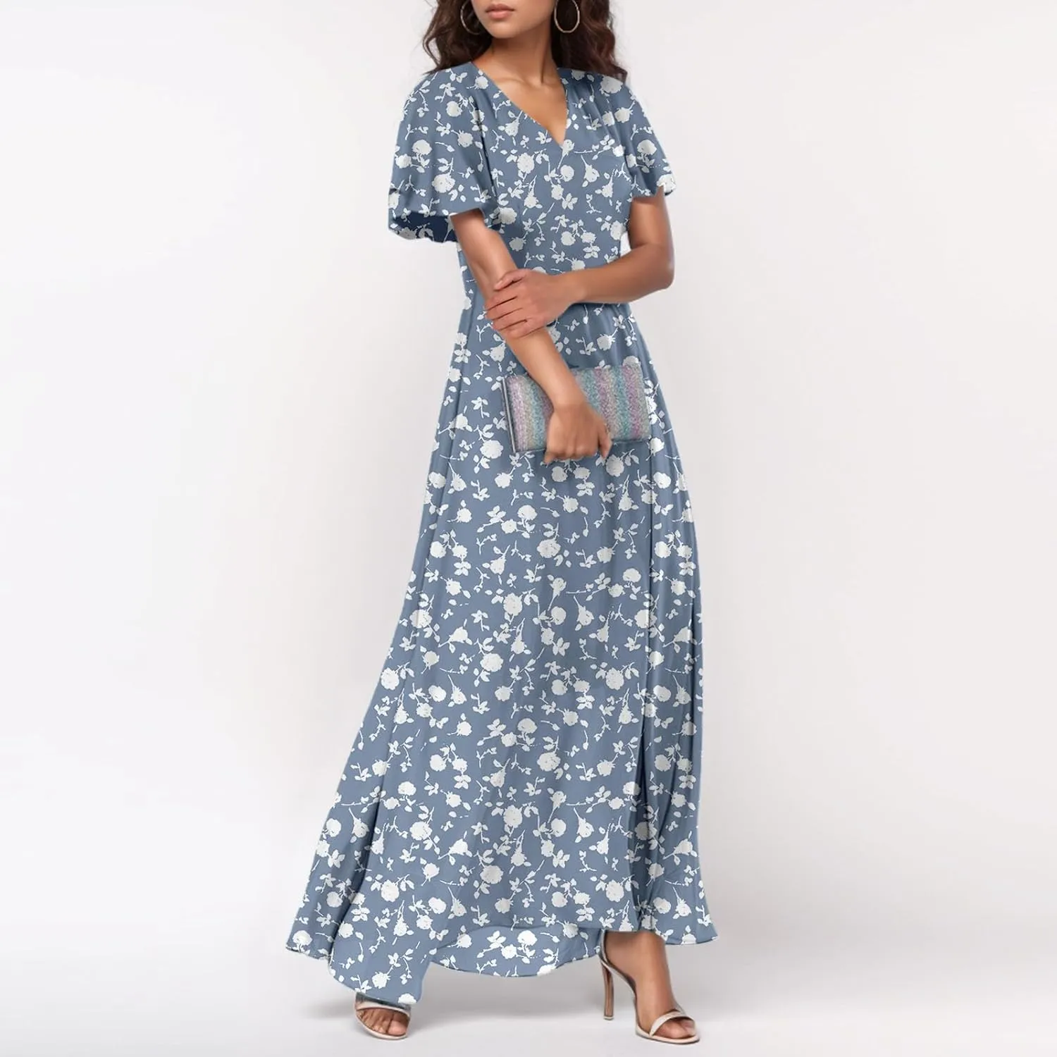 Easter Dresses for Women 2025 Swing Flowy Ruffle Hem Swing A-Line Womens Dresses Summer Spring Chiffon Dresses