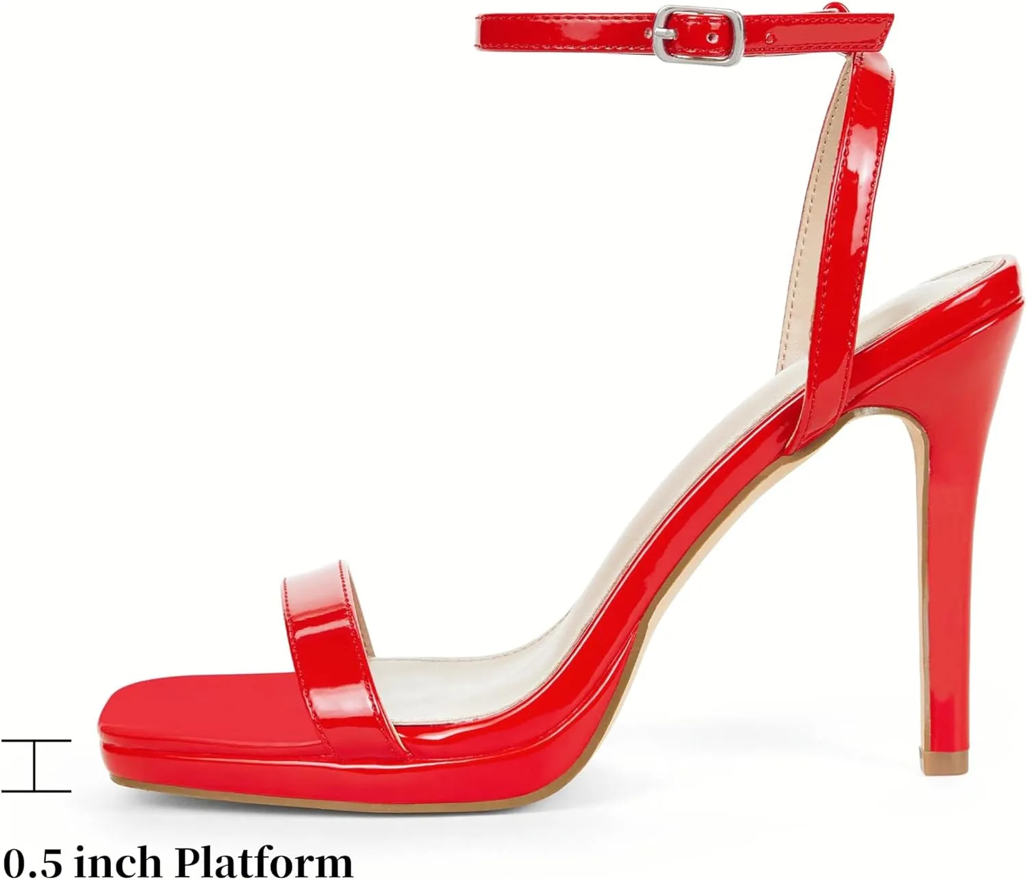 Elisabet Tang Women??s Stilettos Heeled Sandals Open Square Toe Heels,4.3 Inch Open Toe Strappy Sexy High Heels Ankle Strap Buckle Heels for Party Wedding Dress Daily Wear Shoes