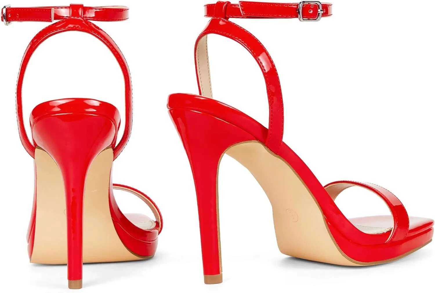 Elisabet Tang Women??s Stilettos Heeled Sandals Open Square Toe Heels,4.3 Inch Open Toe Strappy Sexy High Heels Ankle Strap Buckle Heels for Party Wedding Dress Daily Wear Shoes