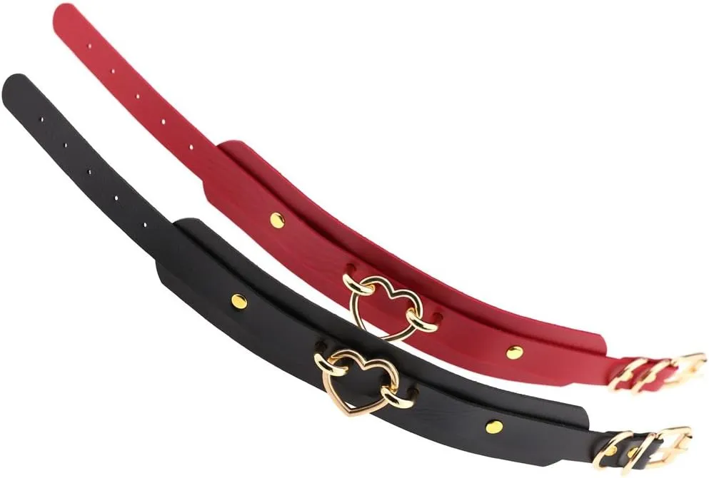 eYLun Women Leather Necklaces Collar Choker Heart Punk Rock Adjustable Collar Necklaces
