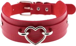 eYLun Women Leather Necklaces Collar Choker Heart Punk Rock Adjustable Collar Necklaces