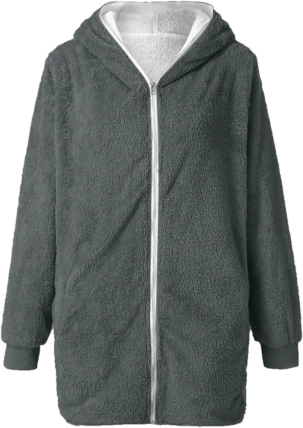 Fleece Jacket Women Sherpa Zip Up Long Sleeve Lapel Hoodies Faux Fur Coats Oversized Cardigan Sweaters Shaggy Outfits