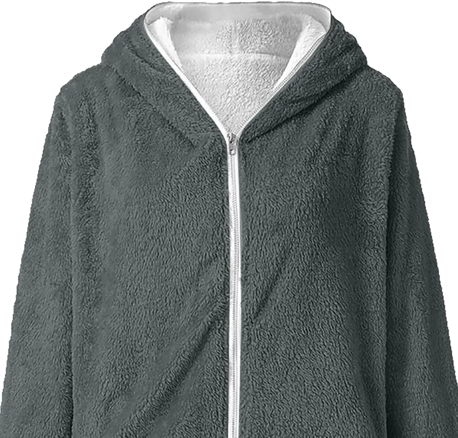 Fleece Jacket Women Sherpa Zip Up Long Sleeve Lapel Hoodies Faux Fur Coats Oversized Cardigan Sweaters Shaggy Outfits