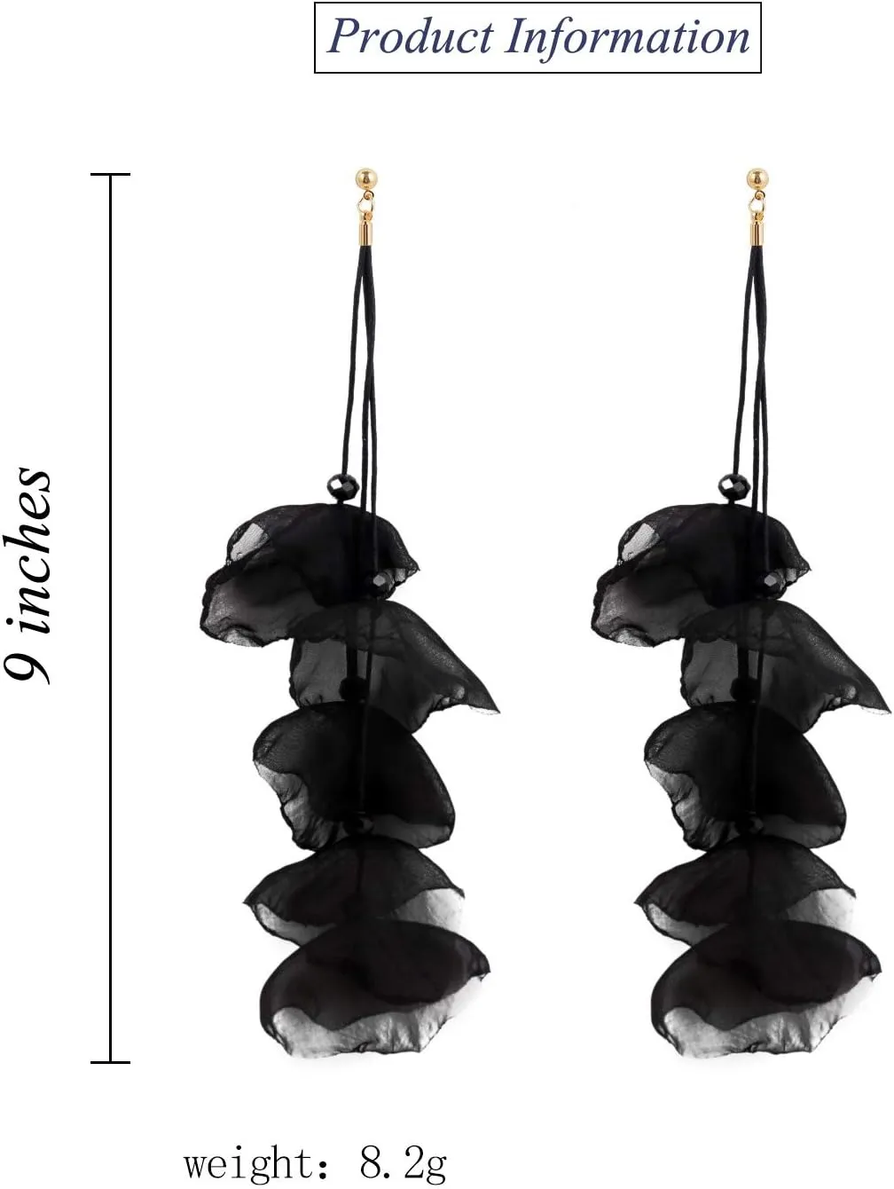 Floral Chiffon Earrings for Women - Tiered Flower Statement Tassel Earrings Long Chandelier Drop Dangle Earrings for Daily Dresses Wedding Holiday Party