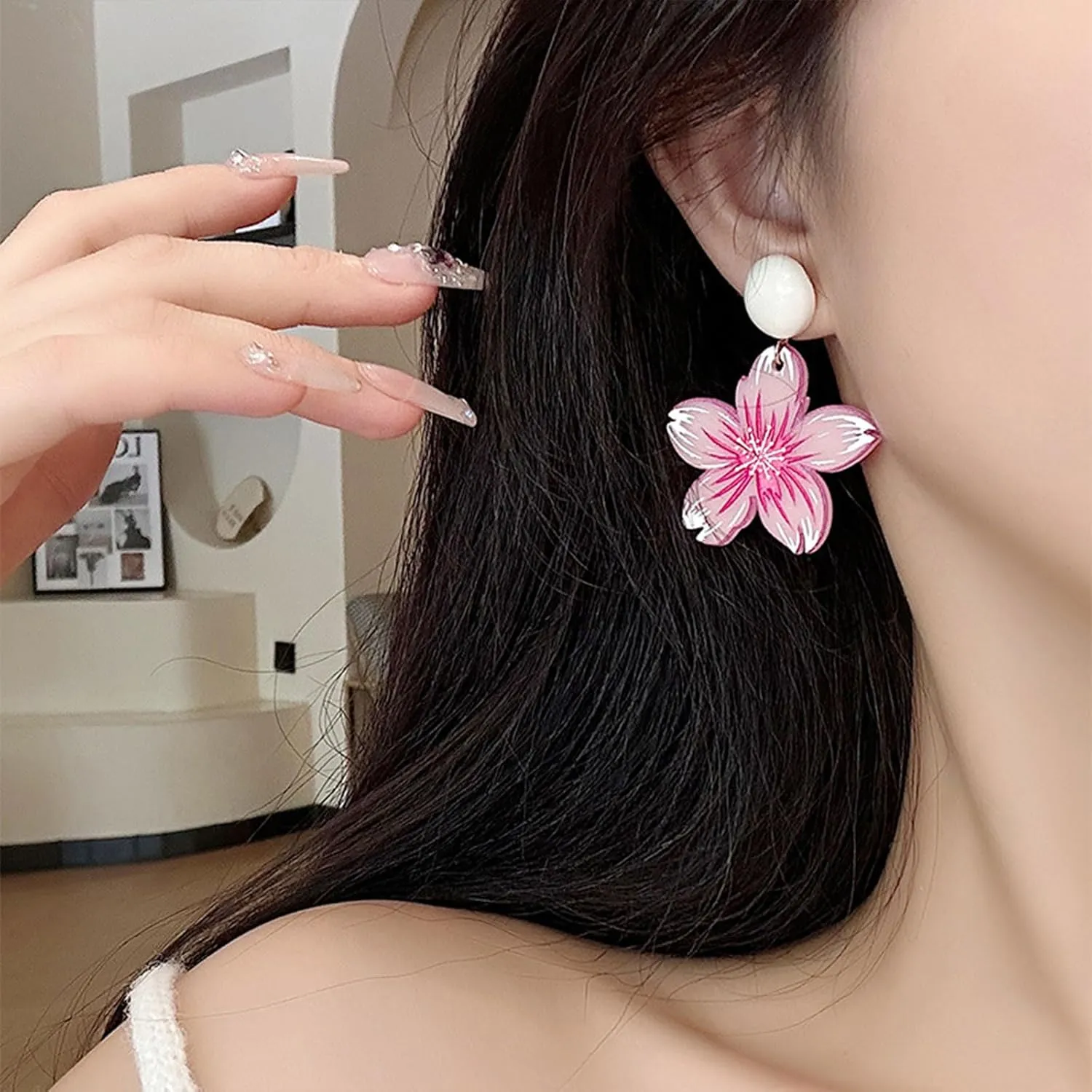 Flower Earrings for Women Spring Summer Trendy Dangle Drop Earrings Fun Floral Design, Lightweight Flower Ear Jewelry Gifts