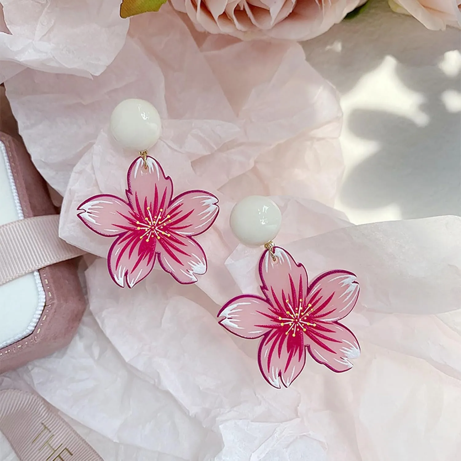 Flower Earrings for Women Spring Summer Trendy Dangle Drop Earrings Fun Floral Design, Lightweight Flower Ear Jewelry Gifts
