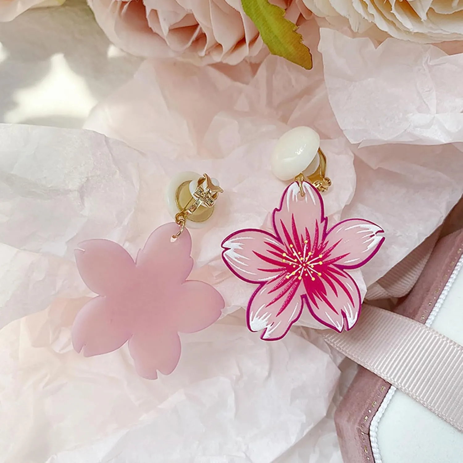 Flower Earrings for Women Spring Summer Trendy Dangle Drop Earrings Fun Floral Design, Lightweight Flower Ear Jewelry Gifts