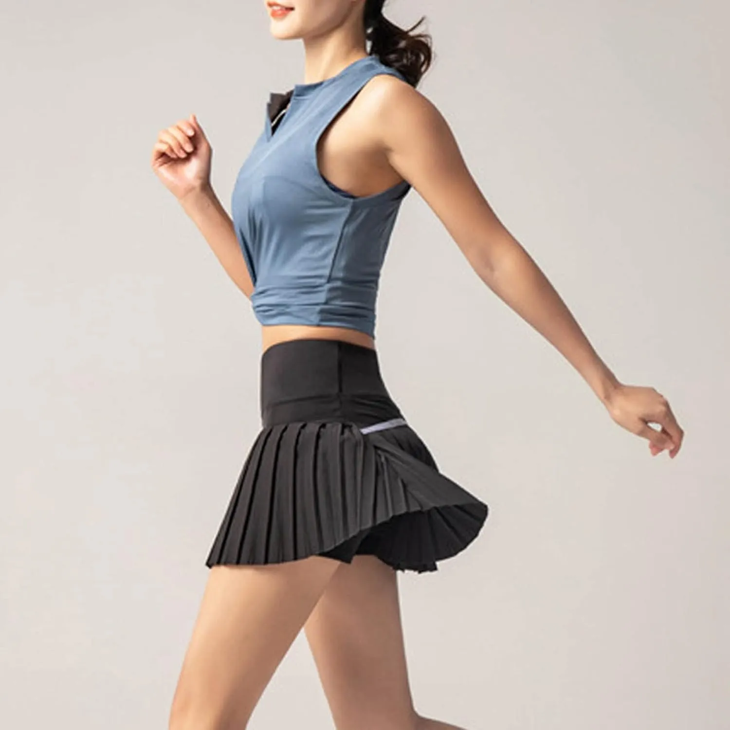 Flowy Skirts for Women Sports Tennis High Elastic Waist Pleated Trendy Athletic Shorts Skirt with Liner Yoga Clothes