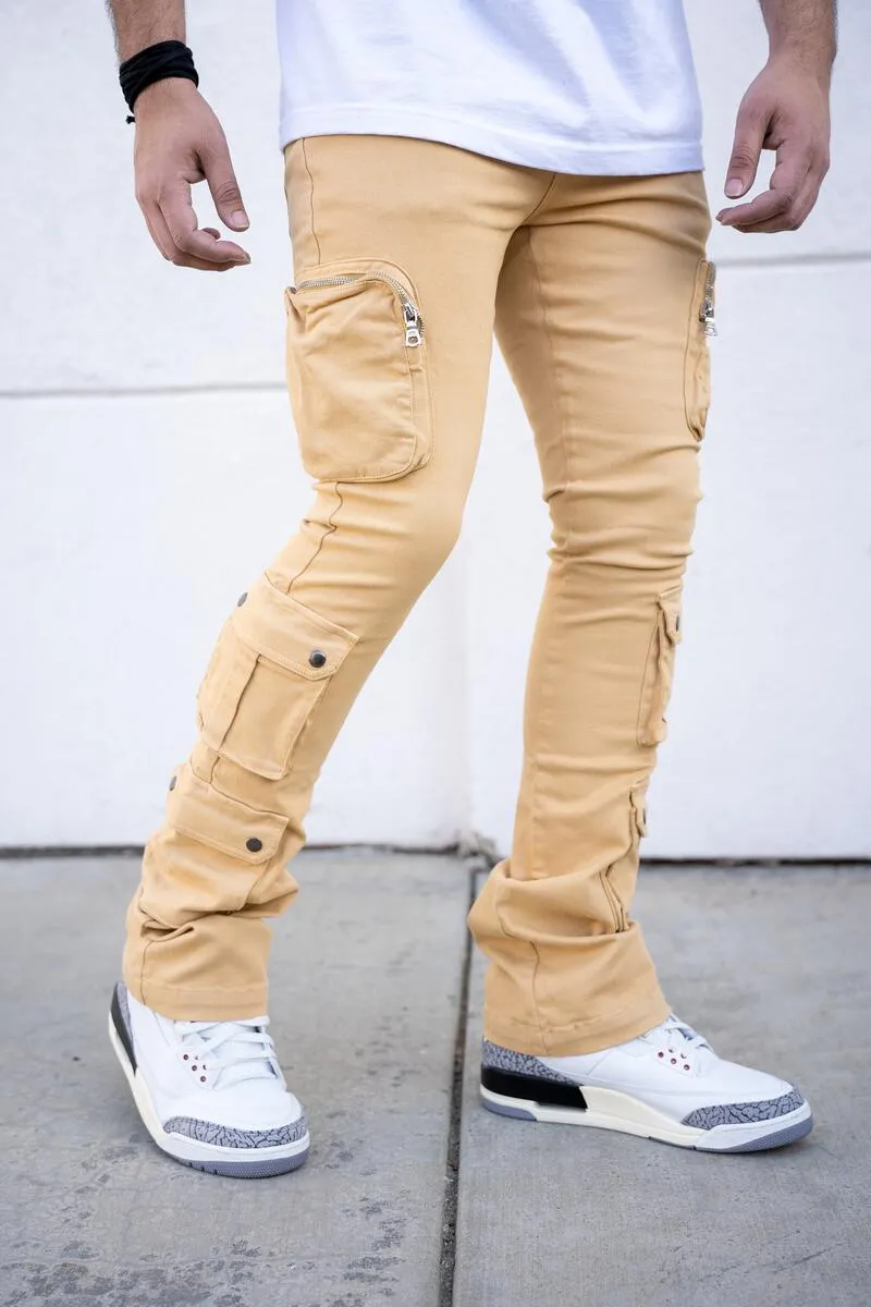 Gaston Stacked Cargo Denim - Tan