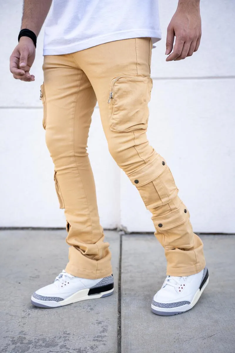 Gaston Stacked Cargo Denim - Tan