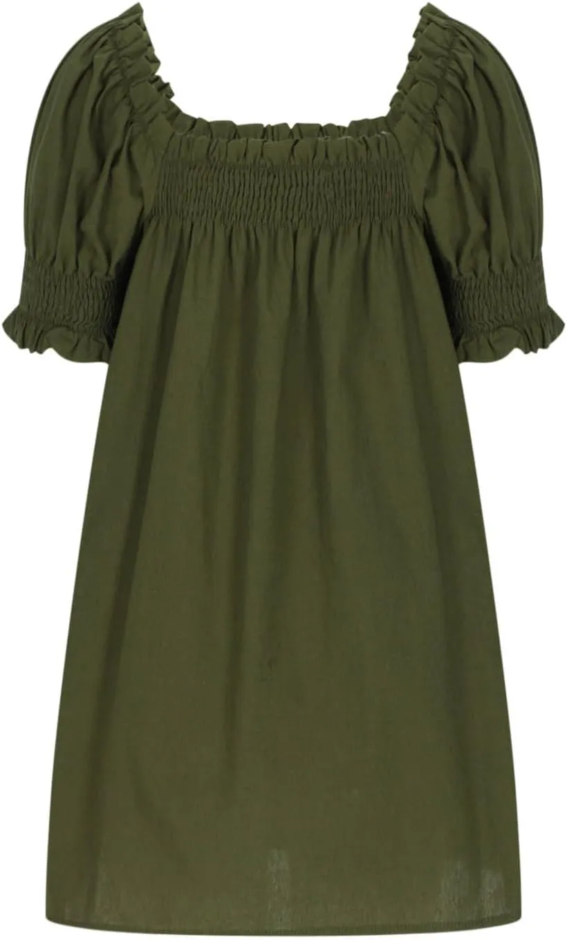 Generic Linen Dresses for Women 2024 Summer Mini Dress Short Sleeve A-Line Sundress Casual Loose Beach Dress with Pockets