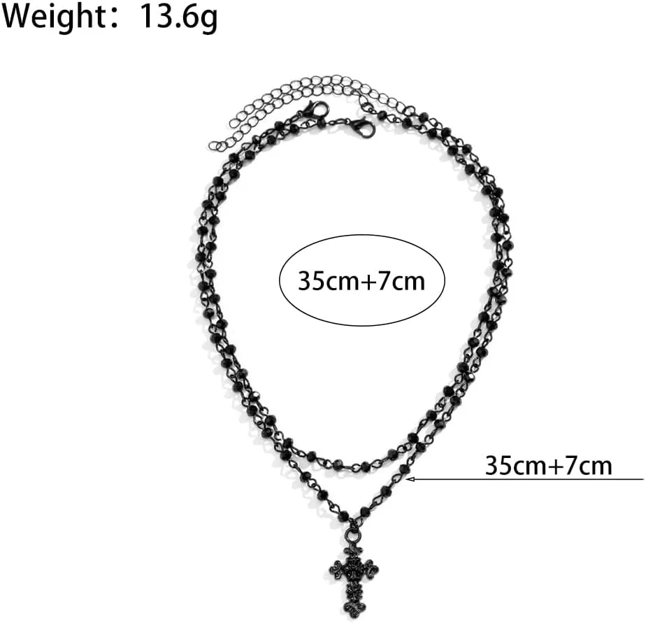 GIGB PBDK Gothic Black Cross Choker Necklaces Set for Women Layered Dark Moon Star Pendant Necklaces Punk Adjustable Crucifix Necklaces Christmas Jewelry
