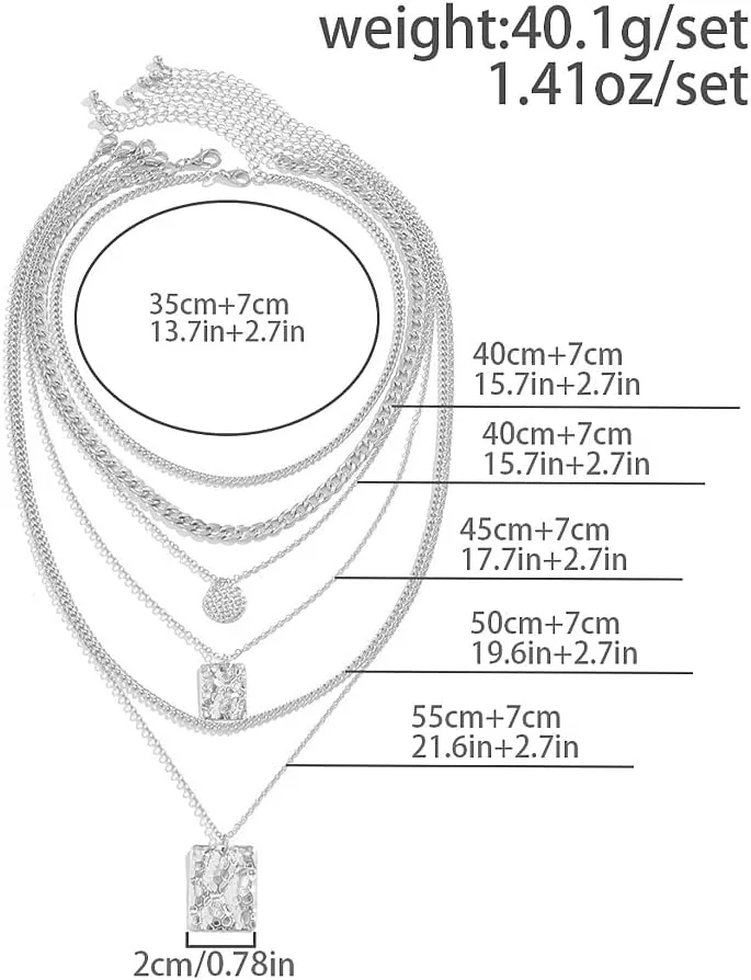 GIGB PBDK Layered Cuban Chain Choker Necklaces for Women Two-tone Paperclip Chain Stacked Necklaces Boho Geometric Pendant Necklaces Dainty Statement Jewelry Gifts