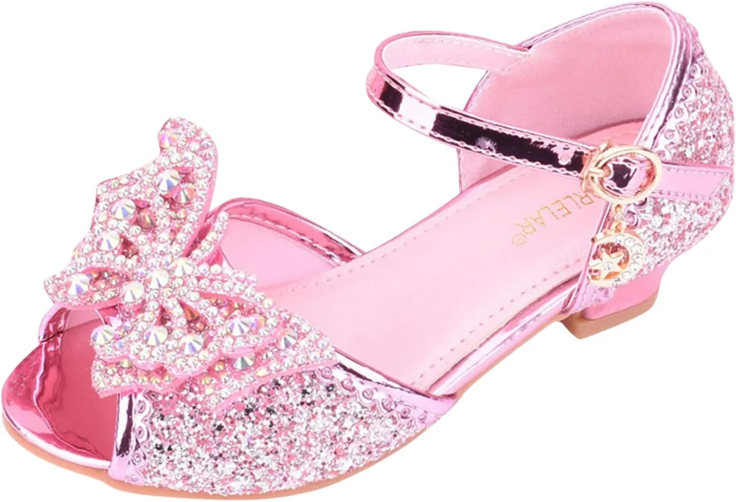 Glitter Wedding Sandals for Girls Kids Dress Shoes Mary Jane Heel Ballet Ankle Buckle Flat for School Party Sandals