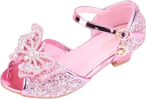 Glitter Wedding Sandals for Girls Kids Dress Shoes Mary Jane Heel Ballet Ankle Buckle Flat for School Party Sandals
