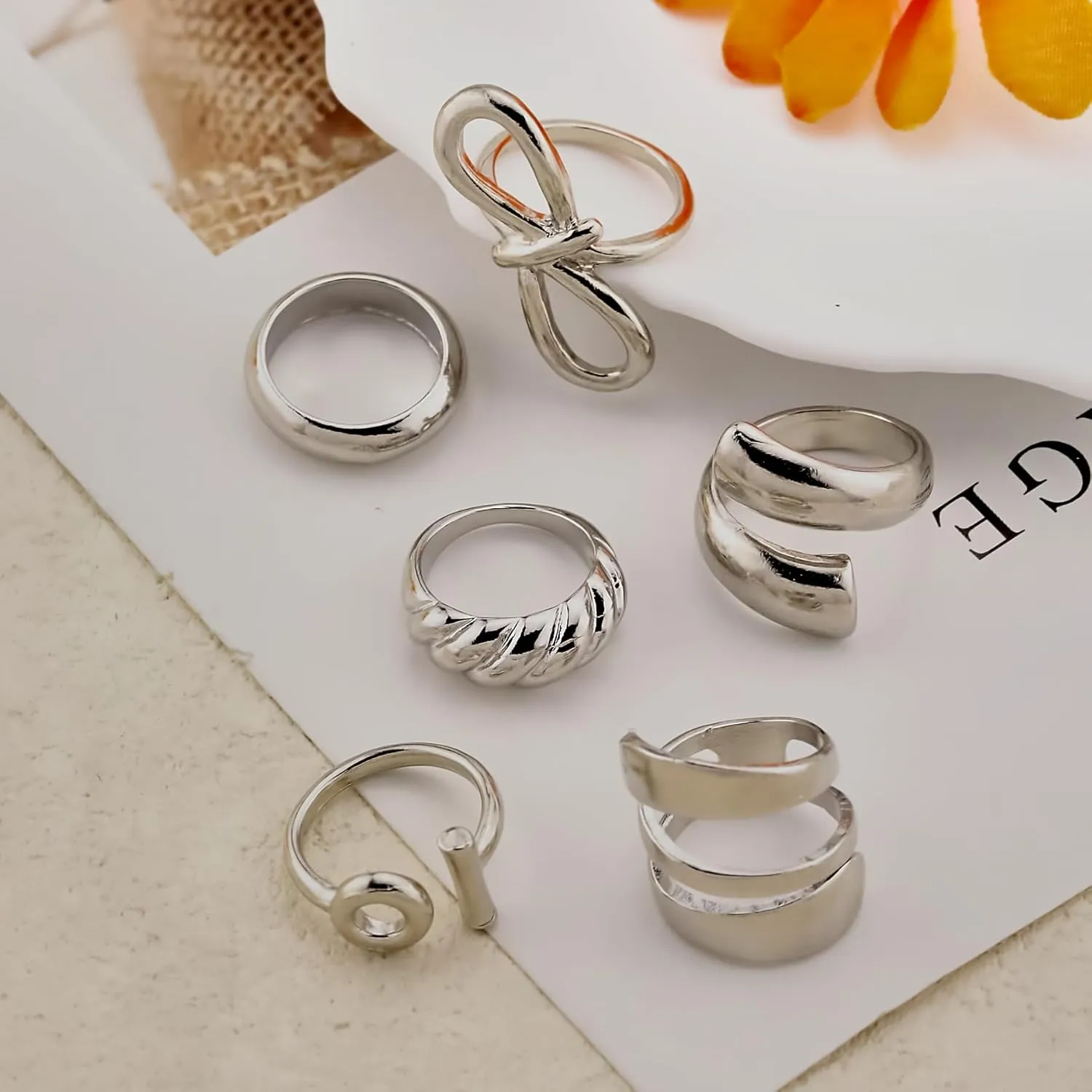 Gold Chunky Rings Set for Women - Stackable Knuckle Ring, Minimalist Finger Ring, Statement Thumb Ring - Jewelry Birthday Gifts for Teen Girls