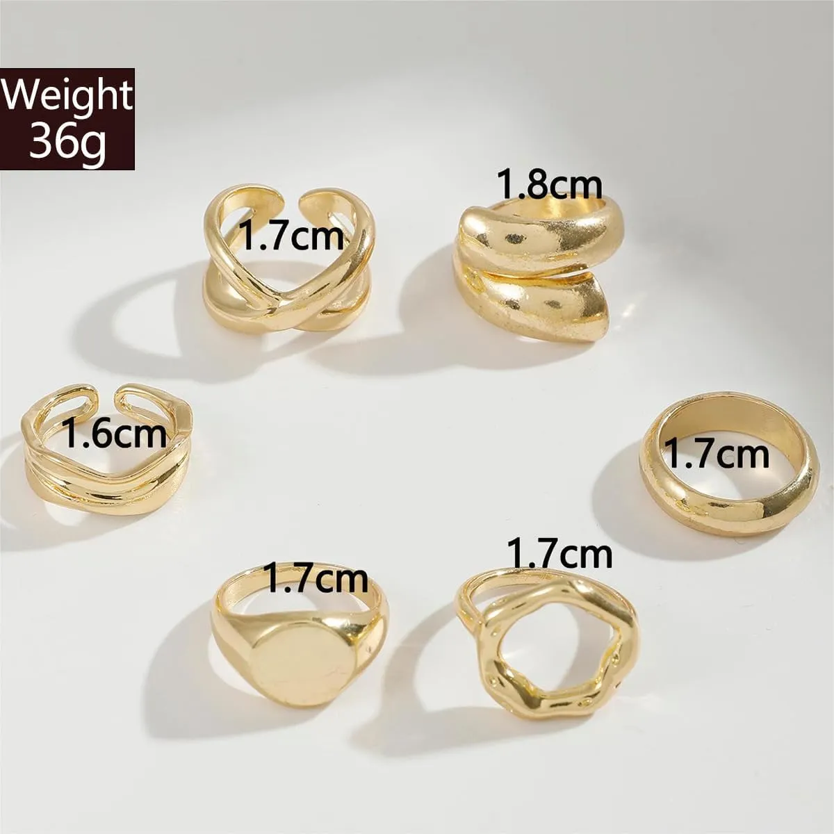 Gold Chunky Rings Set for Women - Stackable Knuckle Ring, Minimalist Finger Ring, Statement Thumb Ring - Jewelry Birthday Gifts for Teen Girls