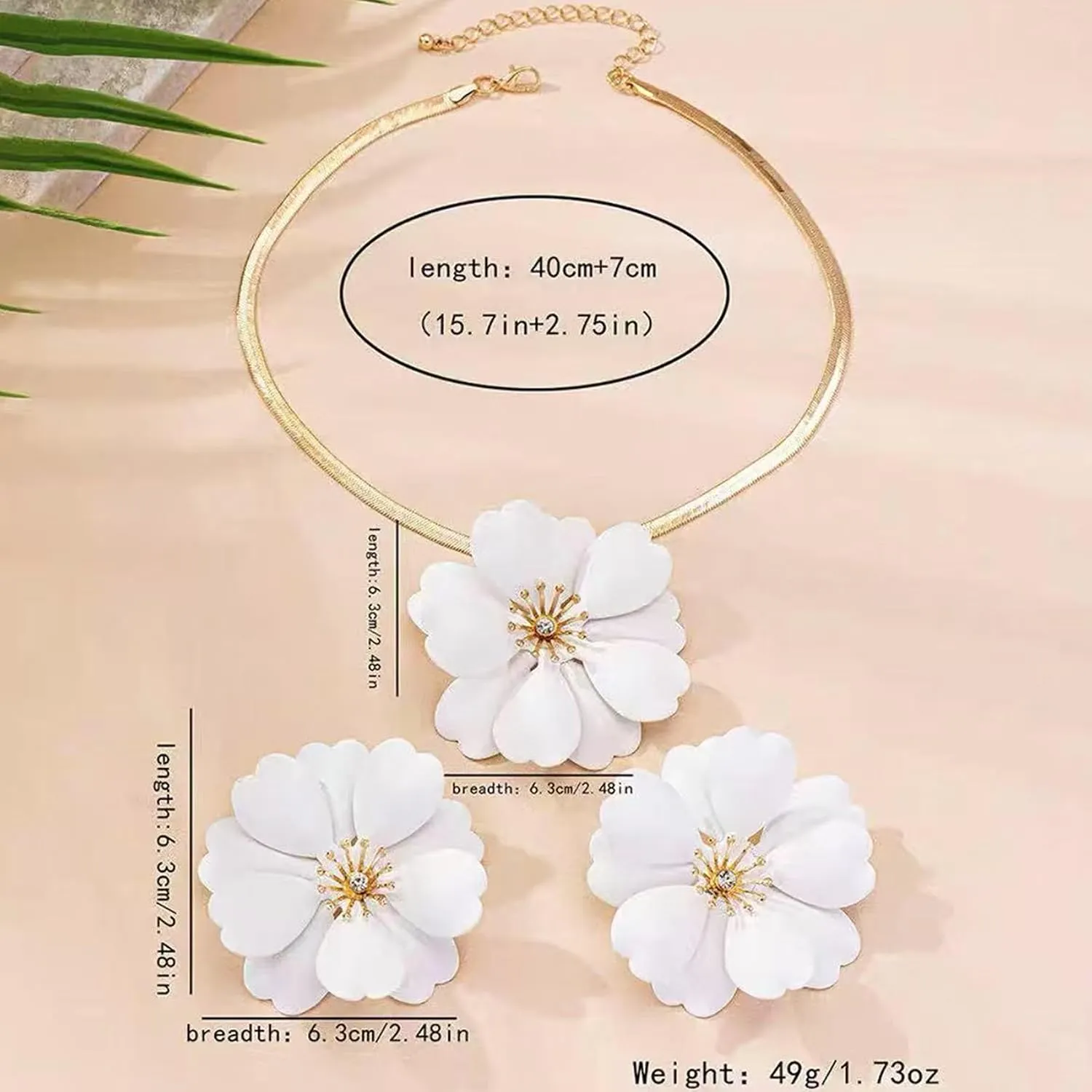 Gold Flower Earrings Necklace Set Floral Statement Earrings for Women Flower Wedding Jewelry Sets for Brides Wedding Guest Dresses for Women 2025