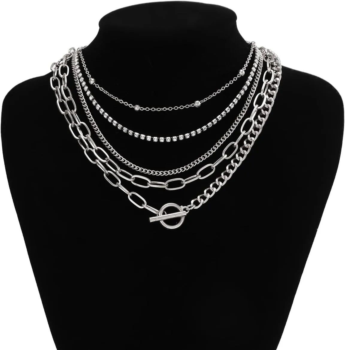 Gold Paper Clip Necklaces for Women Paper Clip Pendant Necklaces Simple Layered Chain Necklace Fashion Trendy Layered Necklaces Set for Women Jewelry