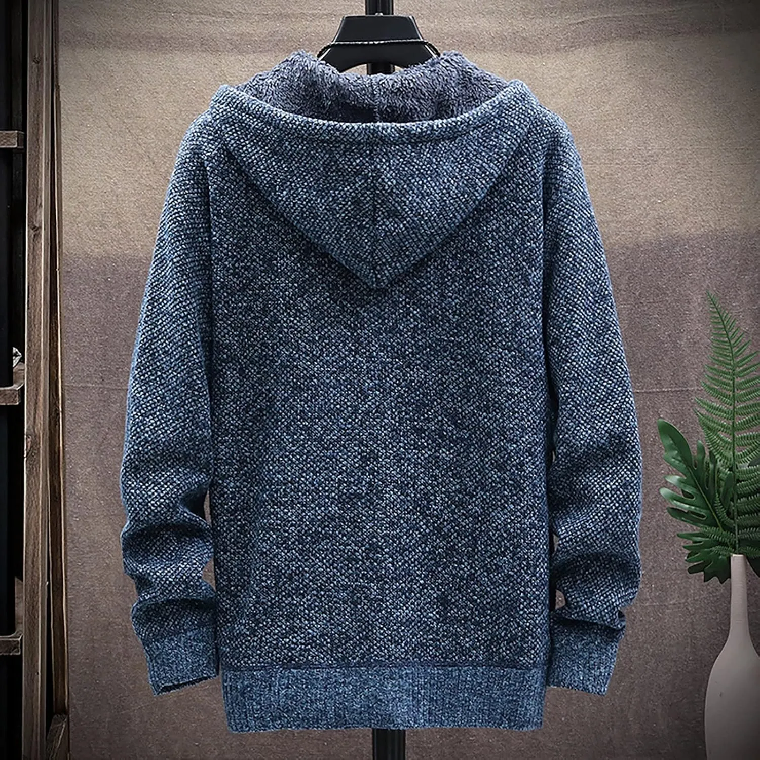 Graphic Hoodies for Men Fall and Winter Casual Sweater Jacket Warm Knit Sweater Hooded Hoodie
