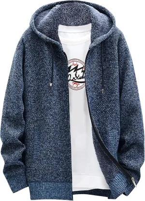 Graphic Hoodies for Men Fall and Winter Casual Sweater Jacket Warm Knit Sweater Hooded Hoodie