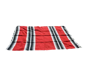 Handwoven Cotton Red Picnic  Beach Yoga Blanket