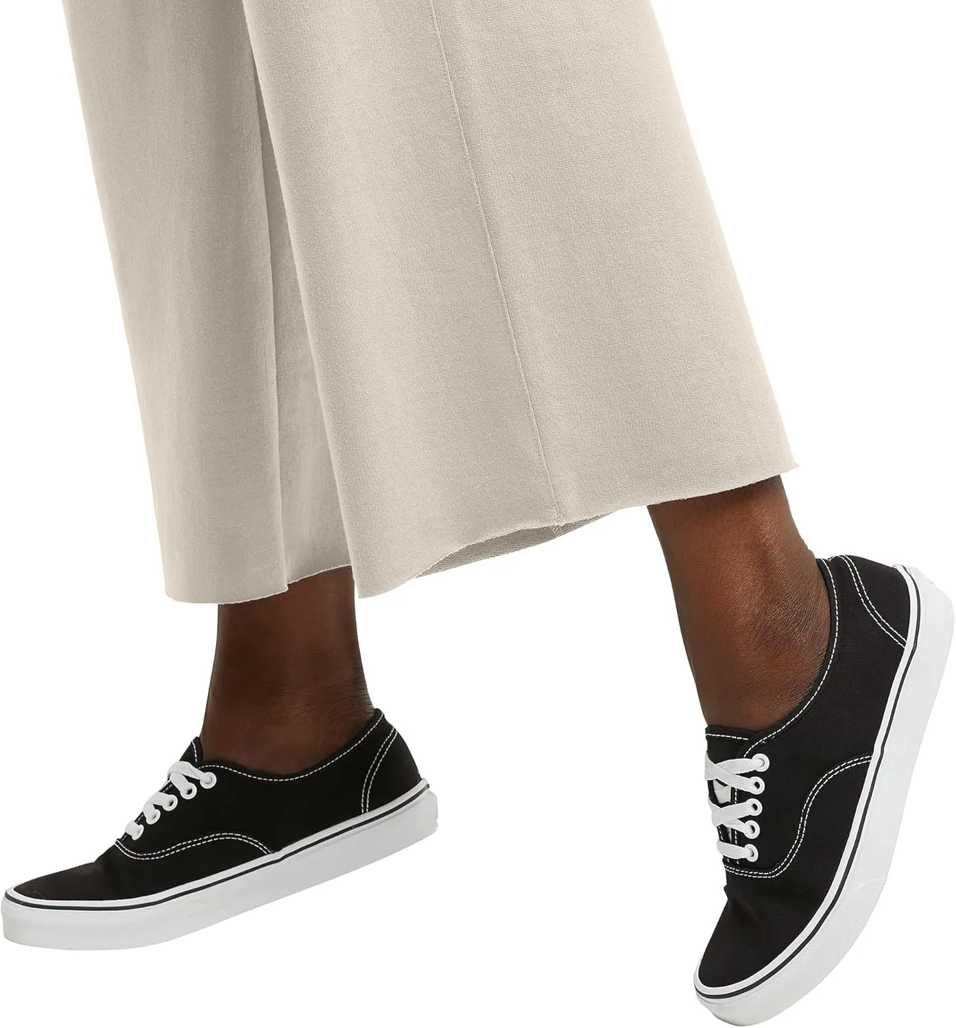 Hanes Women's Originals Wide Leg Crop Pants, Retro Lightweight French Terry Pants, 25"
