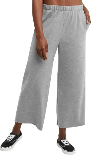 Hanes Women's Originals Wide Leg Crop Pants, Retro Lightweight French Terry Pants, 25"