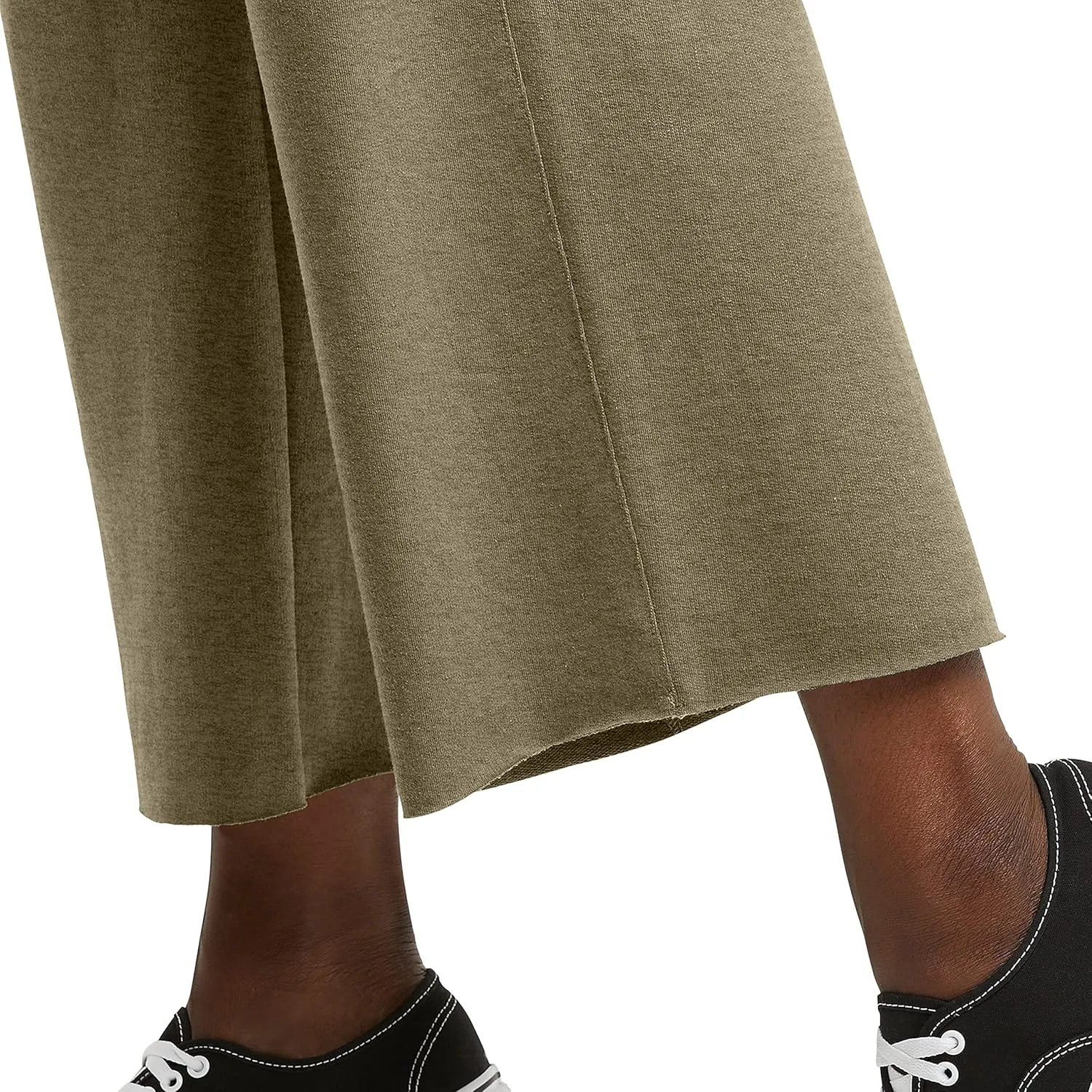 Hanes Women's Originals Wide Leg Crop Pants, Retro Lightweight French Terry Pants, 25"