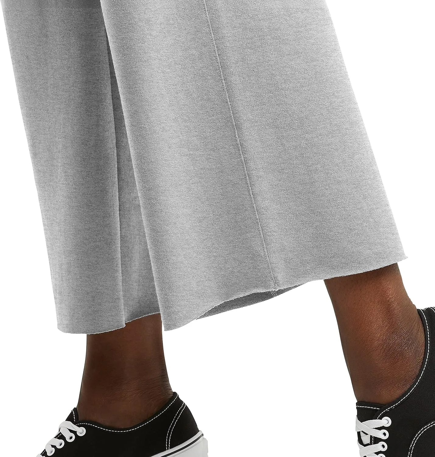 Hanes Women's Originals Wide Leg Crop Pants, Retro Lightweight French Terry Pants, 25"