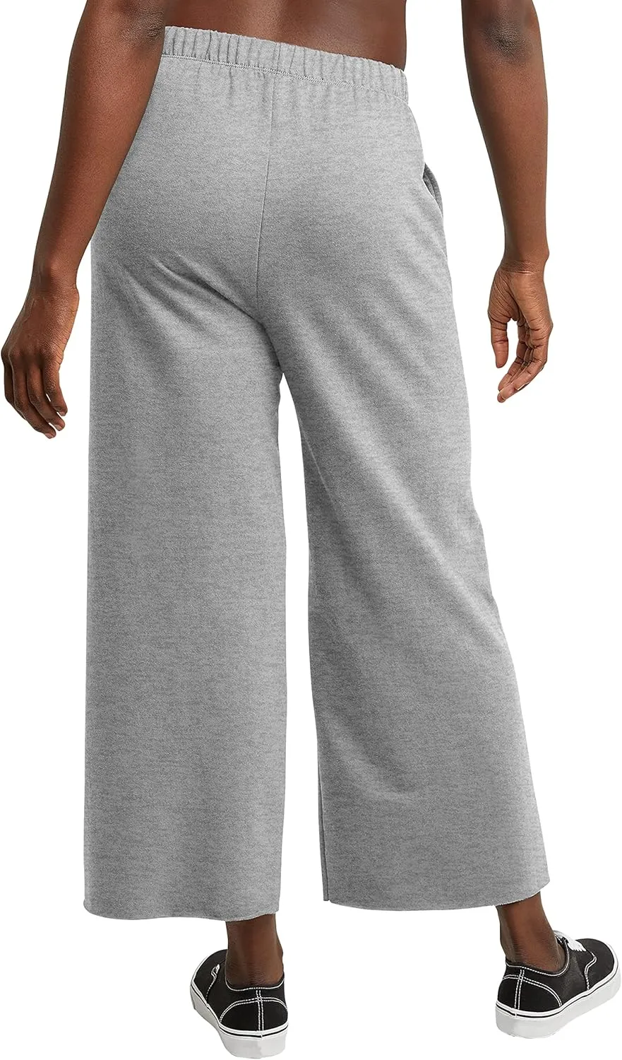 Hanes Women's Originals Wide Leg Crop Pants, Retro Lightweight French Terry Pants, 25"