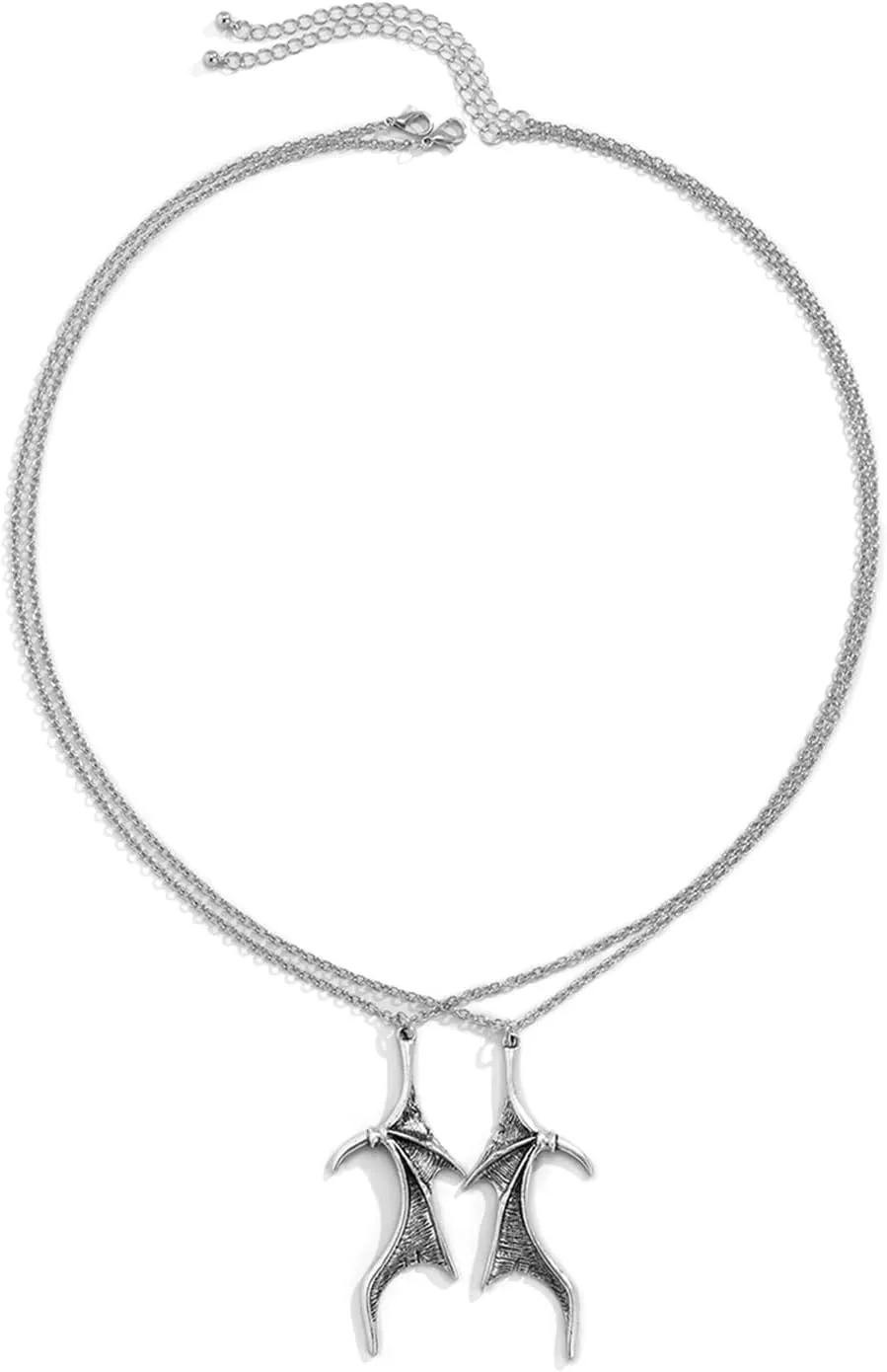 Heart Wing Layered Necklaces for Trendy, 2 Layered Necklaces for Women Silver