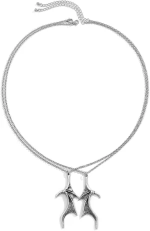 Heart Wing Layered Necklaces for Trendy, 2 Layered Necklaces for Women Silver
