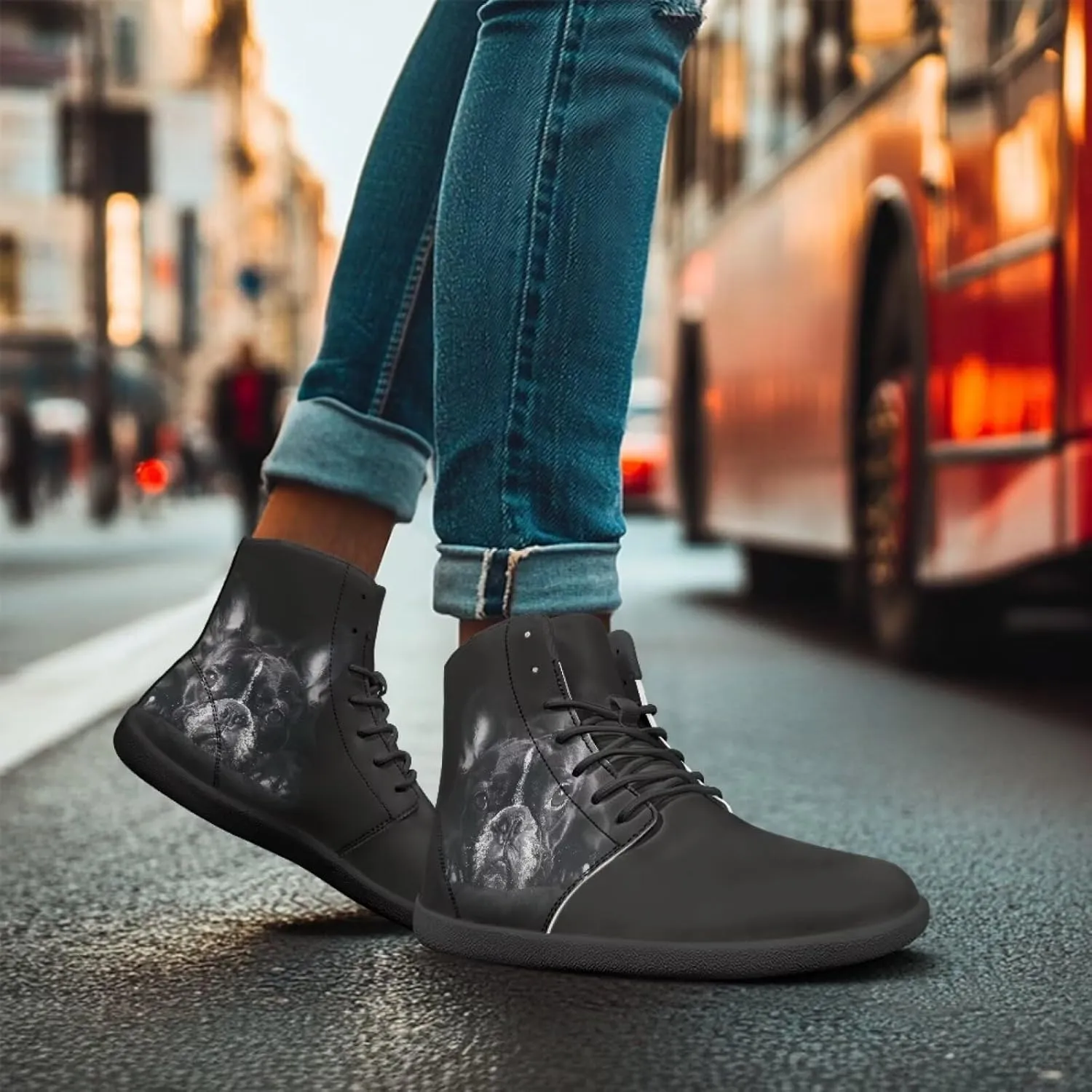 High Top Animal Design Zero-Drop Barefoot Shoes, Wide Toe Shoes for Men - Rubber Sole Running Shoes