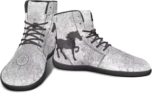High Top Black White Mandala Animal Pattern Barefoot Shoes for Men Wide Toe Box Zero-Drop Minimalist Design