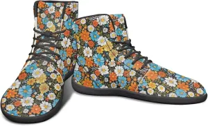 High Top Flower Design Wide Toe Barefoot Shoes for Men - Cross Training Running Shoes with Rubber Sole