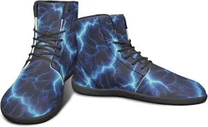 High Top Lightning Flame Pattern Zero-Drop Barefoot Shoes PU Leather Running Shoes Grounding Shoes for Men