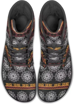 High Top Mandala Print Barefoot Shoes Hike & Walking Rubber Sole Minimalist Running Shoes for Men Zero-Drop Shoes