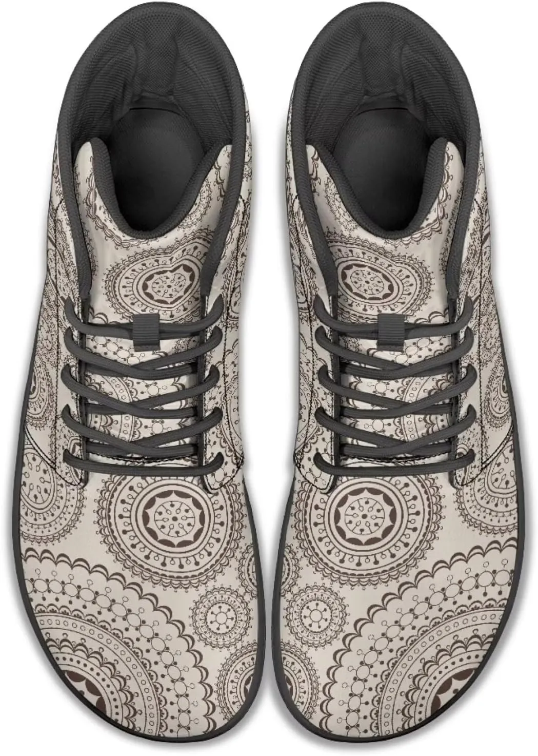 High Top Mandala Print Barefoot Shoes Hike & Walking Rubber Sole Minimalist Running Shoes for Men Zero-Drop Shoes